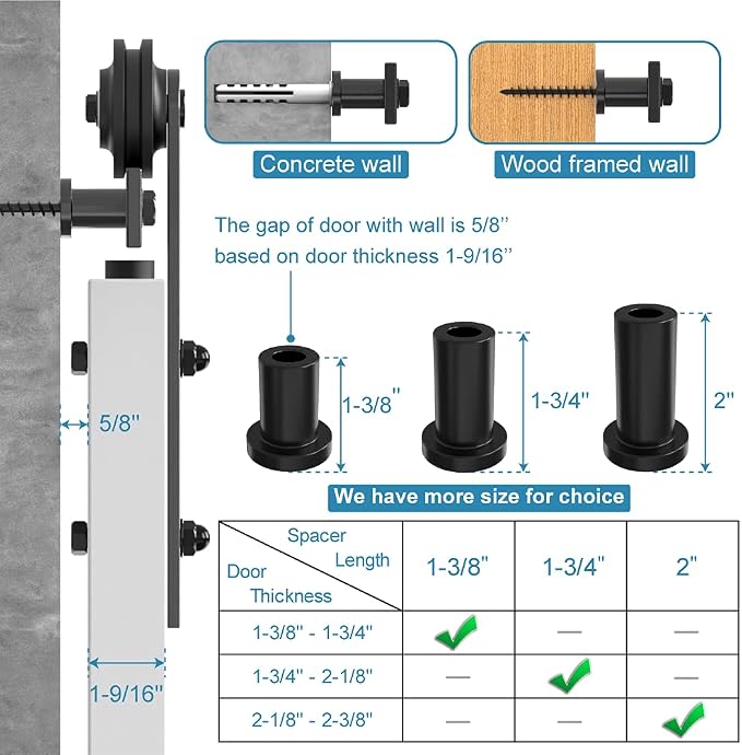 ZEKOO 1-3/8" Barn Door Hardware Spacers - Image 3