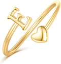 Initial Rings for Women Girls - Valentines Day Gifts for Her, Adjustable Rings for Women Non Tarnish Letter A-Z Dainty Heart Ring Teen Girls Gifts Trendy Stuff Personalized Jewelry Gift