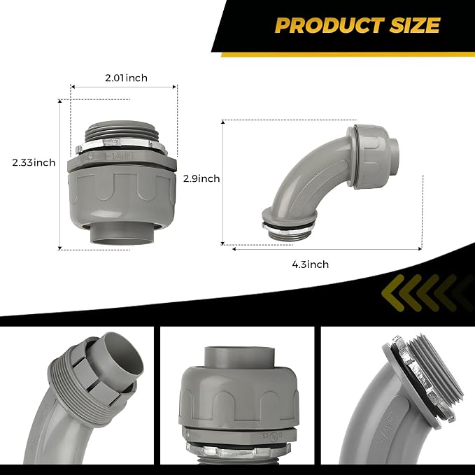 Conduit Connectors, 1-1/4 Inch Liquid Tight Connector NPT Non-Metallic - Image 2