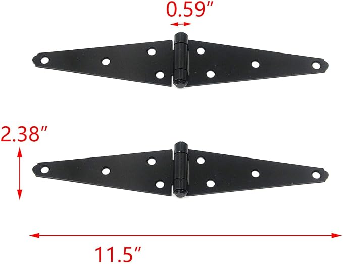 T Tulead Gate Hinges Black Shed Hinge Iron Strap Hinges 6-Inch, Furniture Door - Image 2