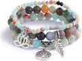 UEUC Tree of Life Yoga Healing Stone Bracelets,Multilayer Lotus Chakra Stone Reiki Bracelet Sets,Anxiety Crystal Natural Stone,for Women Stress Relief
