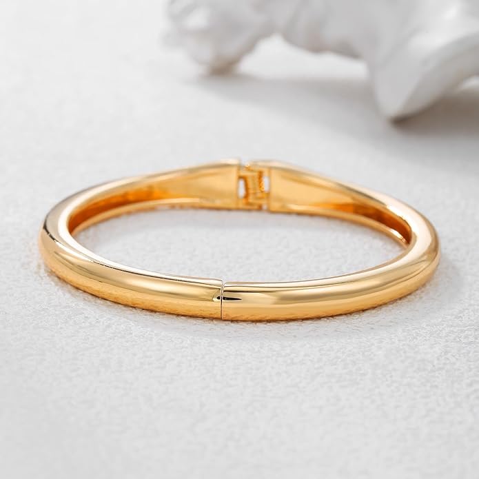 Chunky Gold/Silver Gold Cuff Bangle Bracelets for Women Trendy Hinged Cuff Open Wide Chunky Gold Bracelet Minimalist Bangle Jewelry Gift