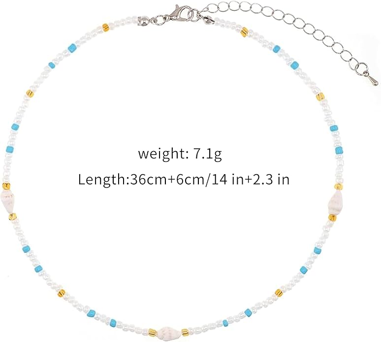Women's Shell Starfish Boho Layered Beaded Necklace Choker for Summer Beach Vacation Gifts for Birthday/Anniversary/Christmas