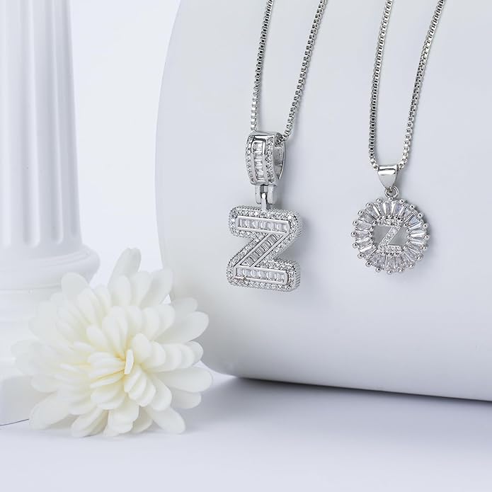 14K Gold Plated Alphabet Necklace Cubic Zirconia Letter Pendant, Personalized Name Jewelry Gift for Women, Customizable A-Z, Birthday/Mothers Day Gifts for Womens