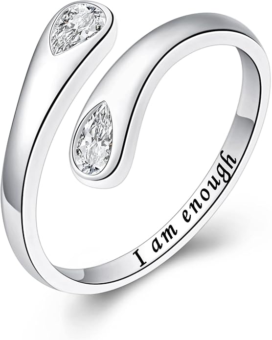 Fookduoduo 925 Sterling Silver Ring Inspirational Jewelry adjustable Wrap Open Rings for Women