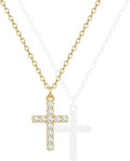 Zeffy Cross Necklace for Women,18K Gold/Silver Plated Tiny Cubic Zirconia Cross Pendant Necklace for Women Simple Layered Cross Necklaces for Women