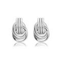 Chunky Silver Knot Link Earrings,Statement Circle Drop Dangle Design, Fashion Jewelry for Women