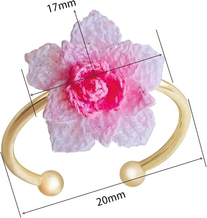 Wedding Band Promise Ring for Her Crochet Statement Cute Ring Size Adjustable Sturdy Unique Ring for Birthday Gift Valentine’s Day Gift