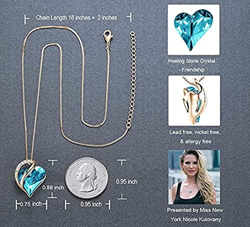 Leafael Rose Gold Plated Necklace for Women: Heart Shaped Birthstone/Healing Crystals Center, Dazzling Cubic Zirconia, Hypoallergenic Chain (18"+2"), Jewelry Gifts for Anniversaries and Birthdays