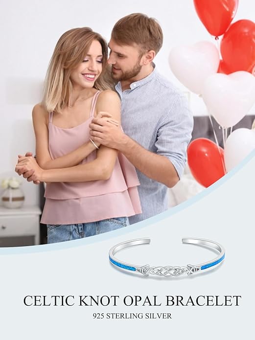 WINNICACA Bracelet for Women Opal Bracelet 925 Sterling Silver Opal Cuff Bangle Bracelets Inspirational Fine Jewelry Gifts for Women Her Wife Mom Daughter Anniversary Birthday Gifts Ideas