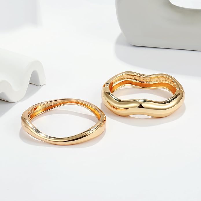 Elegance 11 designs Gold Bangles For Women Chunky Trendy Hinged Cuff Open Bracelet Wide Minimalist Bracelets Jewelry Gift