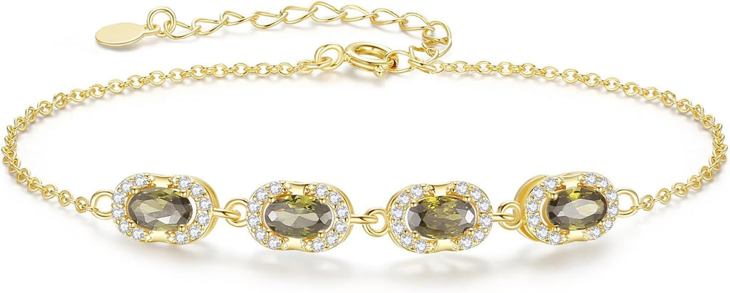 Birthstone Bracelets for Women, Gold Trendy Dainty Link Bracelet Jewelry Birthday Christmas Day Gifts for Women Girlfriend Friend Her Mom Wife