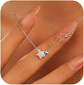LOVECOM Valentines Gifts S925 Sterling Silver Heart Necklace for Women Dainty 14k Gold Plated CZ Infinity Double Cross Star Pendant Choker Necklaces Trendy Bead Chain Jewelry Gifts for Mom Daughter