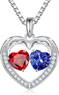Iefil Valentines Day Gifts for Her - 925 Sterling Silver Heart Birthstone Necklace, Anniversary Birthday Gifts for Women Wife Girlfriend Mom Her