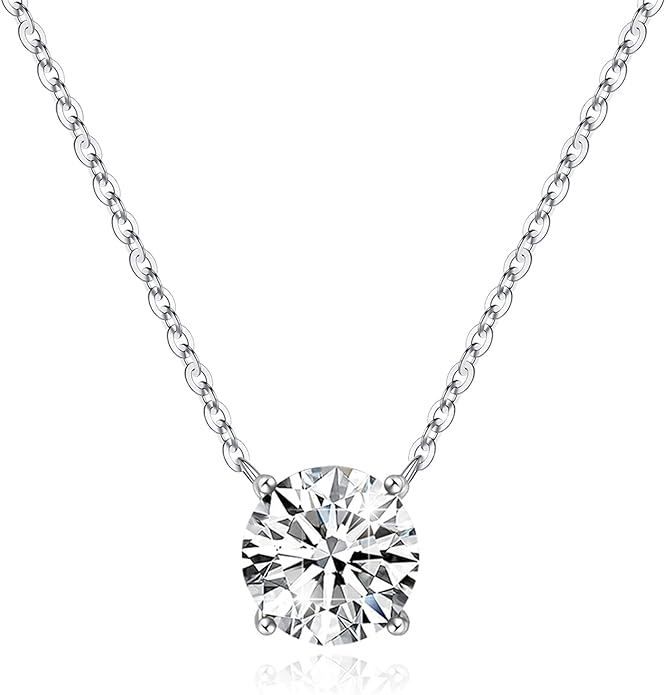 Ursilver Valentines Day Gifts for Her - Birthstone Necklace for Women, S925 Sterling Silver Round Birthstone Necklace Birthday Gifts 12 Months Necklaces for Women Jewelry Gift