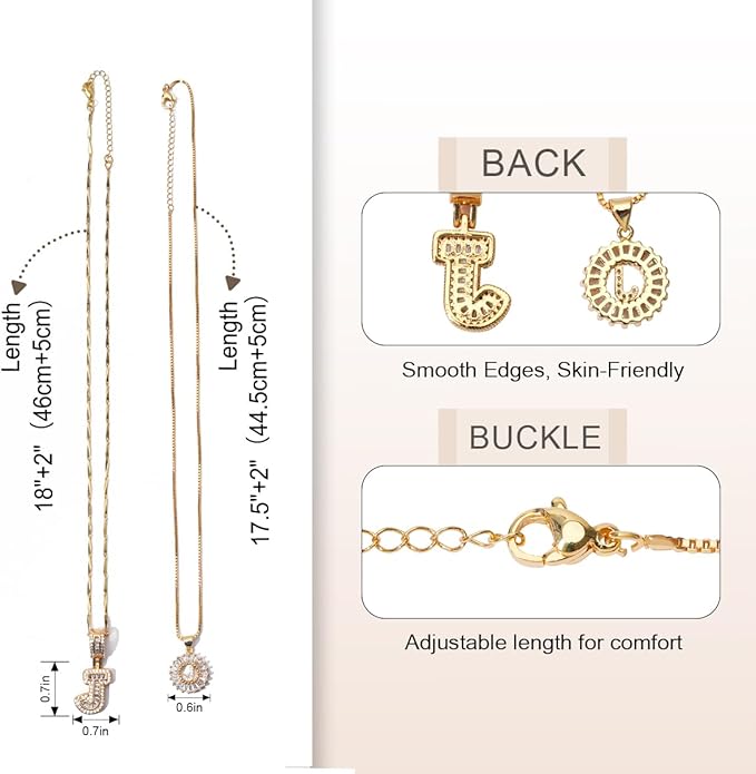 Letter Necklace 14k Gold Plated Bling Dainty Necklaces Trendy Chunky Custom Name Necklace Personalized Round Circle Pendant Zirconia Letters Name Crystal Jewelry Gifts for Women
