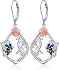 925 Sterling Silver Filigree Dangle Drop Earrings Daisy/Lotus/Rose Flower/Moonstone Leverback Teardrop Earrings for Women Infinity Celtic Knot Daisy Lotus Jewelry for Mothers Day