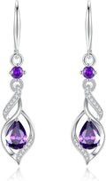 FANCIME Gift for Women Birthstone Dangle Earrings for Her Teardrop Birthstone Earrings S925 Sterling Silver infinity Love Birthday Gifts for Mom Women