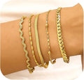 wgoud Dainty Gold Chain Bracelets, 14K Real Gold Plated Link Bracelets for Women, Trendy Stackable Bracelet Set, Waterproof Adjustable