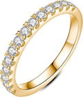IMOLOVE Moissanite Wedding Band Wedding Rings for Women 925 Sterling Silver Rings with 18K White Gold Plated Eternity Stackable Engagement Ring Anniversary Band Size 3-12