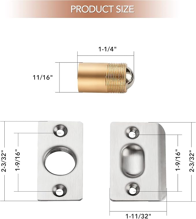 Ravinte Silver Door Ball Catch, Closet Door Latch Adjustable, 2 Pack | Solid - Image 2