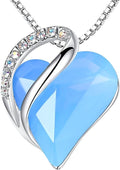 Leafael Valentine's Day Gift Necklaces for Women, Infinity Love Birthstone Heart Crystal Pendant, Birthday Anniversary Jewelry for Wife, Mom, and Her, Silver Plated, 18" + 2" Adjustable Chain