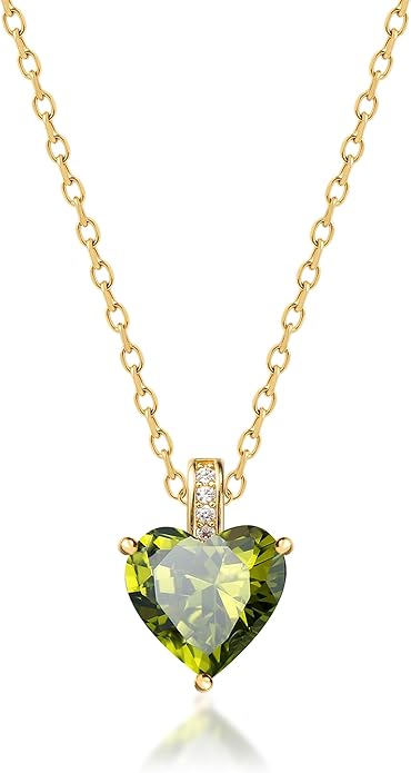 Genuine Birthstone Necklace for Women, Heart Love Necklace, Birthday Gifts for Her