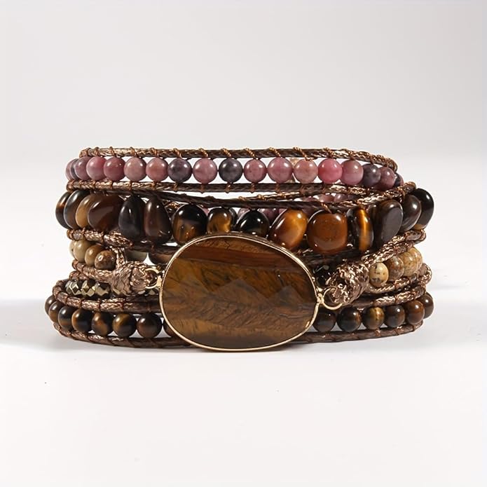 ZOSOJONA Women Wrap Bracelets Boho Natural Stone Jasper Turquoises Strand Bracelet Jewelry Collection