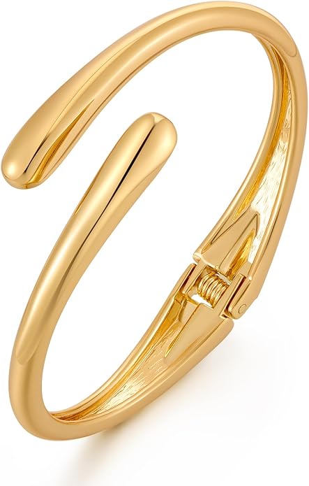 MUYAN Polished Chunky Hinged Bangle Bracelet for Women Trendy Twisted Statement Cuff Bracelet Fashion Jewelry