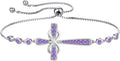 YL Cross Bracelet 925 Sterling Silver Infinity Sideways Link Bracelet Birthstone Jewelry for Women