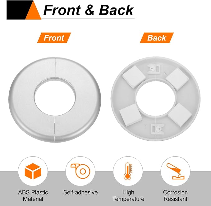 HARFINGTON 2pcs Wall Split Flange 26.5mm/1" Self-Adhesive Plumbing Cover Plates - Image 6