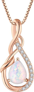 STARCHENIE Infinity Teardrop Pendant Necklace for Women 925 Sterling Silver Birthstone Jewelry