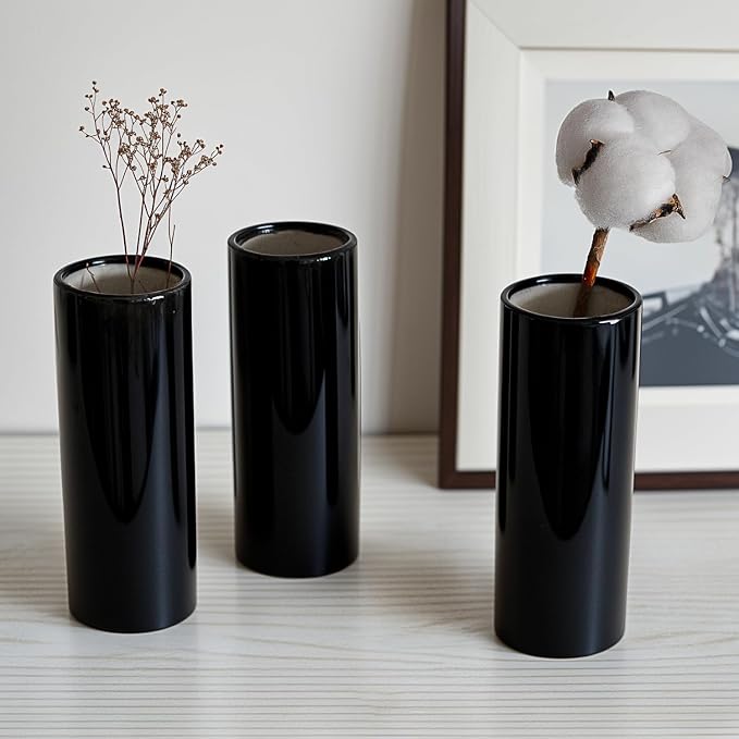 Modern Black Ceramic Vase Set of 10 - Image 6