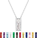 SUNFEEL Birthstone Necklace for Women, S925 Sterling Silver Necklaces with Square Cubic Zirconia Gemstone Necklace Women's Jewelry Anniversary Birthday Gifts for Women Mom Wife Her