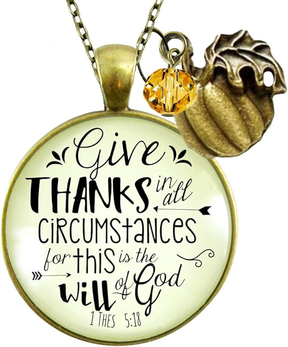 Gutsy Goodness Autumn Necklaces Fall October Theme Pumpkin Spice Halloween Thanksgiving Themed Pendant Message Jewelry