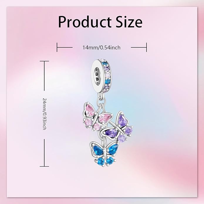 Birthday Fashion Love Heart Dangle Charm 925 Sterling Silver Charms fits Bracelets and Necklace Pendant Bead Charms Jewelry Present for Women Family Friends