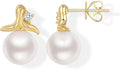 Cultured Freshwater Pearl Stud Earrings, 14K Gold Plated S925 Silver Women Pearl Stud, Gift for Birthday Mothers Day, Christmas, Anniversary