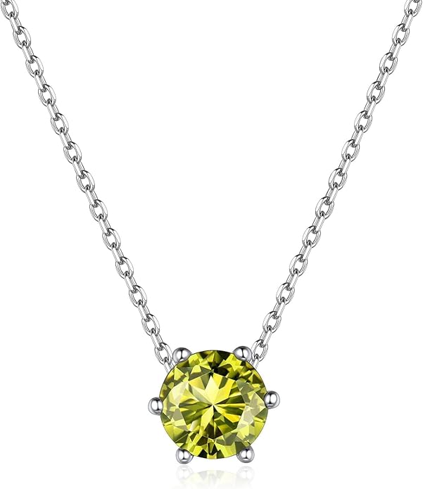 ChicSilver 925 Sterling Silver 12 Months Sparkling Round Cut Created Birthstone Pendant Necklace, 16 Inch Rolo Chain