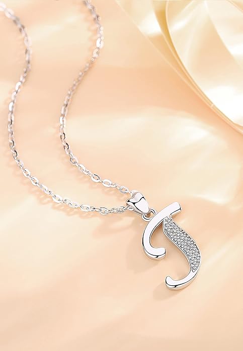 AEONSLOVE 925 Sterling Silver Initial Necklaces for Women, 26 Letters Pendants Necklace Gift for Mother, Daughter, Wife, 18 Inch Chain