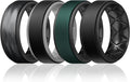 Egnaro Silicone Rings for Men 1/4/5/6/7 Multipack of Breathable Mens Silicone Rubber Wedding Rings Bands - Step Edge