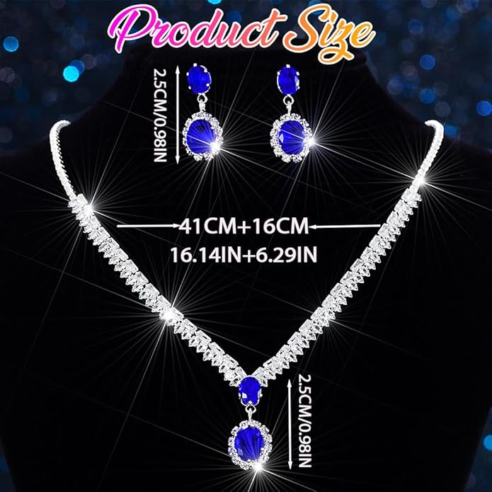 Aukmla Rhinestone Wedding Jewelry Sets Bridal Necklaces and Earring Set Prom Jewelry for Brides and Women