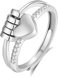 Vito 925 Sterling Silver Fidget Anxiety Ring for Women, Adjustable Open Spinner Ring Stress Relief Ring Stacking Band Anillos Jewelry Gift for Mom Daughter