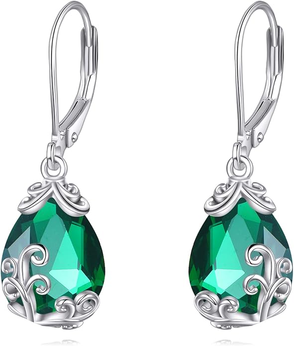 POPLYKE Celtic Filigree Teardrop Drop Dangle Earrings Sterling Silver Leverback Earrings Jewelry for Women