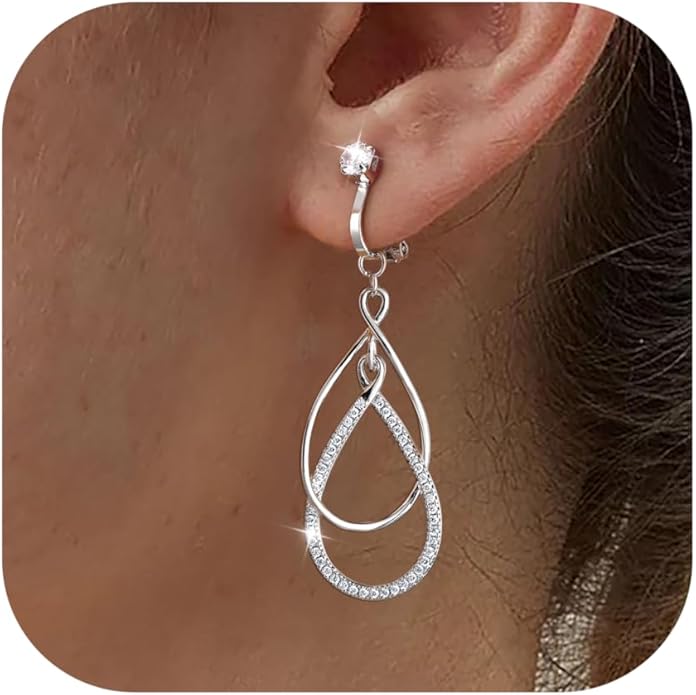 Clip on Earrings for Women Statement Drop Dangle Earrings for Women Jewelry Hypoallergenic Trendy 14K Gold/Silver Plated Earring Non Pierced Earring Jewelry Gifts Wedding Party Fashion Trendy Jewelry Gifts