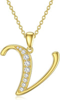 14k Gold Initial Necklace for Women, Solid Gold Moissanite Letter Pendant Necklaces Jewelry for Her Birthday Valentines Day Gifts for Mom Wife Christmas Gifts for Girlfriend Sister