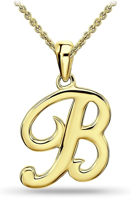SEA OF ICE Letter Initial Necklace, Alphabet Letter Pendant Necklace, Sterling Silver, Gold, Rose Gold Necklace for Women, Elegant Initial Necklaces, Personalized Custom Women's Necklaces