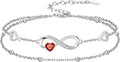 Dorunmo Infinity Heart Anklet Bracelet for Women 925 Sterling Silver Adjustable Infinity Birthstone Bracelet Friendship Jewelry Gifts for Women Birthday Christmas