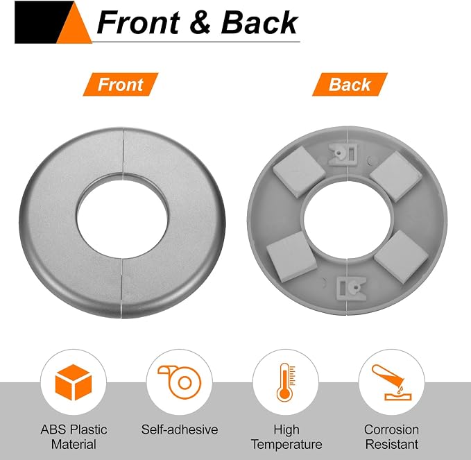 HARFINGTON 2pcs Wall Split Flange 51mm/2" Self-Adhesive Plumbing Cover Plates - Image 5