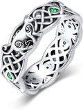 Seiyang Celtic Cat Ring 925 Sterling Silver Irish Trinity Knot Celtic Cat Wedding Promise Ring with 12 Months Birthstone Irish Lucky Jewelry Gifts for Women Mom Her