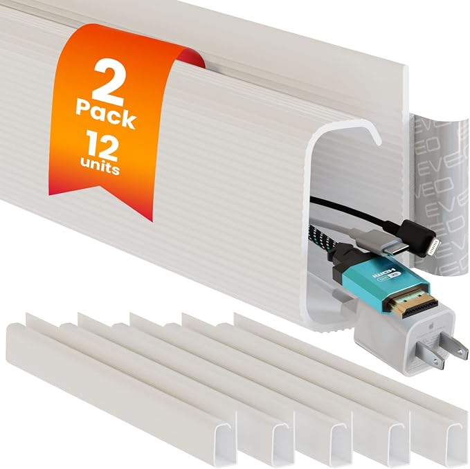 EVEO Cable Management Under Desk Kit- Under Desk Cable Management Cord Cover by EVEO